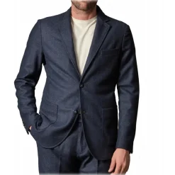 Cruna - Chelsea Jacket in Herringbone Wool - 478 - Royal Blue - Handmade in Italy - Luxury High Quality Jacket - Avvenice