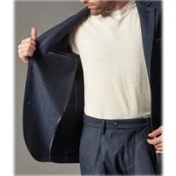 Cruna - Chelsea Jacket in Herringbone Wool - 478 - Royal Blue - Handmade in Italy - Luxury High Quality Jacket - Avvenice