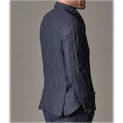 Cruna - Chelsea Jacket in Pinstripe Wool - 636 - Ardesia - Handmade in Italy - Luxury High Quality Jacket - Avvenice