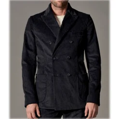 Cruna - Chelsea Jacket in Corduroy - 611 - Night Blue - Handmade in Italy - Luxury High Quality Jacket - Avvenice