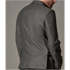 Cruna - Chelsea Jacket in Herringbone Wool - 478 - Grey - Handmade in Italy - Luxury High Quality Jacket - Avvenice