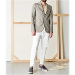 Cruna - Chelsea Linen Jacket - 556 - Terra - Handmade in Italy - Luxury High Quality Jacket - Avvenice