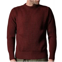 Cruna - Crewneck Sweater in Wool - 657 - Borgogna Red - Handmade in Italy - Luxury High Quality Sweater - Avvenice