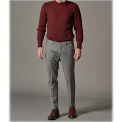 Cruna - Marais Trousers in Wool Flannel - 628 - Slate - Handmade in Italy - Luxury High Quality Pants - Avvenice