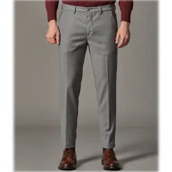 Cruna - Marais Trousers in Wool Flannel - 628 - Slate - Handmade in Italy - Luxury High Quality Pants - Avvenice