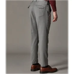 Cruna - Marais Trousers in Wool Flannel - 628 - Slate - Handmade in Italy - Luxury High Quality Pants - Avvenice