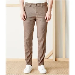 Cruna - Marais Trousers in Linen - 540 - Moro - Handmade in Italy - Luxury High Quality Pants - Avvenice