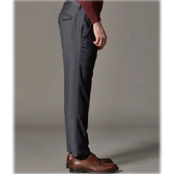 Cruna - Marais Trousers in Wool Flannel - 628 - Night Blue - Handmade in Italy - Luxury High Quality Pants - Avvenice