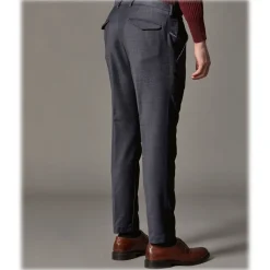 Cruna - Marais Trousers in Wool Flannel - 628 - Night Blue - Handmade in Italy - Luxury High Quality Pants - Avvenice