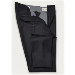 Cruna - Marais Trousers in Wool Flannel - 628 - Night Blue - Handmade in Italy - Luxury High Quality Pants - Avvenice