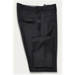 Cruna - Marais Trousers in Wool Flannel - 628 - Night Blue - Handmade in Italy - Luxury High Quality Pants - Avvenice