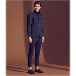 Cruna - Marais Trousers in Cotton - 566 - Navy - Handmade in Italy - Luxury High Quality Pants - Avvenice