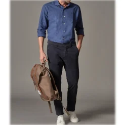 Cruna - Marais Trousers in Cotton Drill - 600 - Night Blue - Handmade in Italy - Luxury High Quality Pants - Avvenice