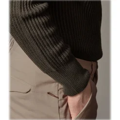 Cruna - Marais Trousers in Cotton Drill - 600 - Dove Beige - Handmade in Italy - Luxury High Quality Pants - Avvenice