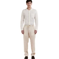 Cruna - Mitte Trousers - 1510 - Ecru - Handmade in Italy - Luxury High Quality Collection - Avvenice