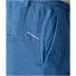 Cruna - Mitte Trousers in Linen - 541 - Light Blue - Handmade in Italy - Luxury High Quality Pants - Avvenice