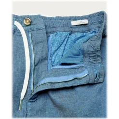 Cruna - Mitte Trousers in Linen - 541 - Light Blue - Handmade in Italy - Luxury High Quality Pants - Avvenice