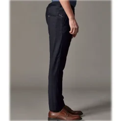 Cruna - Mitte Trousers in Wool Flannel - 628 - Night Blue - Handmade in Italy - Luxury High Quality Pants - Avvenice