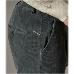 Cruna - Mitte Trousers in Corduroy - 610 - Slate - Handmade in Italy - Luxury High Quality Pants - Avvenice