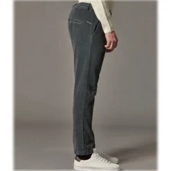 Cruna - Mitte Trousers in Corduroy - 610 - Slate - Handmade in Italy - Luxury High Quality Pants - Avvenice