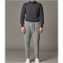 Cruna - Mitte Trousers in Corduroy - 464 - Grey - Handmade in Italy - Luxury High Quality Pants - Avvenice