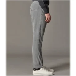Cruna - Mitte Trousers in Corduroy - 464 - Grey - Handmade in Italy - Luxury High Quality Pants - Avvenice