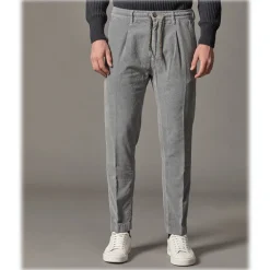 Cruna - Mitte Trousers in Corduroy - 464 - Grey - Handmade in Italy - Luxury High Quality Pants - Avvenice