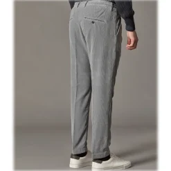 Cruna - Mitte Trousers in Corduroy - 464 - Grey - Handmade in Italy - Luxury High Quality Pants - Avvenice