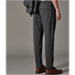 Cruna - Mitte Trousers in Tech Wool - 648 - Slate - Handmade in Italy - Luxury High Quality Pants - Avvenice