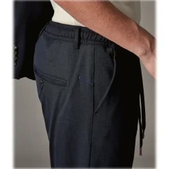 Cruna - Mitte Trousers in Tech Wool - 648 - Night Blue - Handmade in Italy - Luxury High Quality Pants - Avvenice