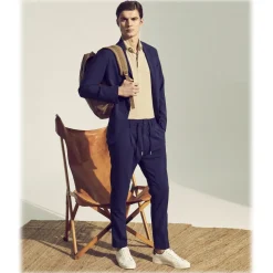 Cruna - Mitte Trousers in Fresh Wool - 560 - Navy - Handmade in Italy - Luxury High Quality Pants - Avvenice