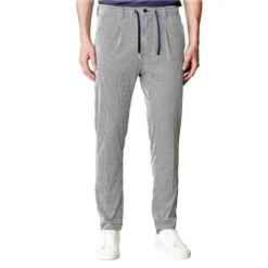 Cruna - Mitte Trousers in Linen Seersucker - 567 - Navy - Handmade in Italy - Luxury High Quality Pants - Avvenice