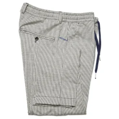 Cruna - Mitte Trousers in Linen Seersucker - 567 - Navy - Handmade in Italy - Luxury High Quality Pants - Avvenice