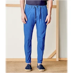 Cruna - Mitte Trousers in Cotton - 511 - Royal - Handmade in Italy - Luxury High Quality Pants - Avvenice