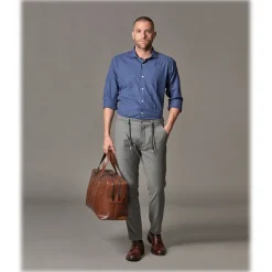 Cruna - Mitte Trousers in Wool Flannel - 628 - Rock Gray - Handmade in Italy - Luxury High Quality Pants - Avvenice