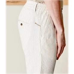 Cruna - Mitte Trousers in Cotton - 533 - Beige - Handmade in Italy - Luxury High Quality Pants - Avvenice