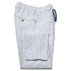 Cruna - Mitte Trousers in Cotton - 533 - Navy - Handmade in Italy - Luxury High Quality Pants - Avvenice