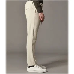 Cruna - Mitte Trousers in Corduroy - 610 - White Rope - Handmade in Italy - Luxury High Quality Pants - Avvenice