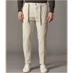 Cruna - Mitte Trousers in Corduroy - 610 - White Rope - Handmade in Italy - Luxury High Quality Pants - Avvenice