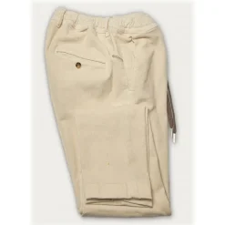 Cruna - Mitte Trousers in Corduroy - 610 - White Rope - Handmade in Italy - Luxury High Quality Pants - Avvenice