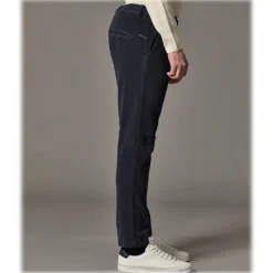 Cruna - Mitte Trousers in Corduroy - 610 - Night Blue - Handmade in Italy - Luxury High Quality Pants - Avvenice