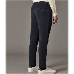 Cruna - Mitte Trousers in Corduroy - 610 - Night Blue - Handmade in Italy - Luxury High Quality Pants - Avvenice