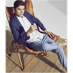 Cruna - Mitte Trousers in Cotton - 528 - Royal - Handmade in Italy - Luxury High Quality Pants - Avvenice