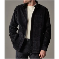 Cruna - Monti Over Shirt in Jumbo Cotton Corduroy - 611 - Night Blue - Handmade in Italy - Luxury High Quality Jacket - Avvenice