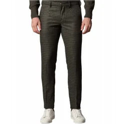 Cruna - New Town Trousers in Pied-de-Poule Wool - 482 - Forest Green - Handmade in Italy - Luxury High Quality Pants - Avvenice