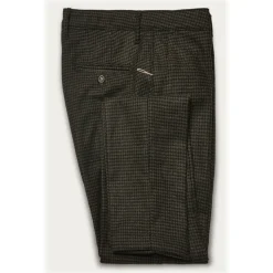 Cruna - New Town Trousers in Pied-de-Poule Wool - 482 - Forest Green - Handmade in Italy - Luxury High Quality Pants - Avvenice