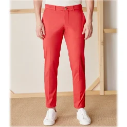 Cruna - New Town Trousers in Cotton - 520 - Red - Handmade in Italy - Luxury High Quality Pants - Avvenice
