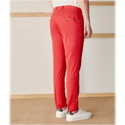 Cruna - New Town Trousers in Cotton - 520 - Red - Handmade in Italy - Luxury High Quality Pants - Avvenice