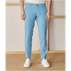 Cruna - New Town Trousers in Cotton - 520 - Light Blue - Handmade in Italy - Luxury High Quality Pants - Avvenice