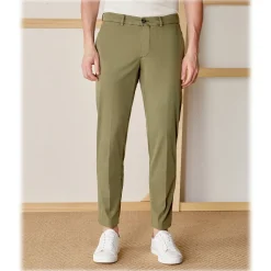 Cruna - New Town Trousers in Cotton - 522 - Army - Handmade in Italy - Luxury High Quality Pants - Avvenice